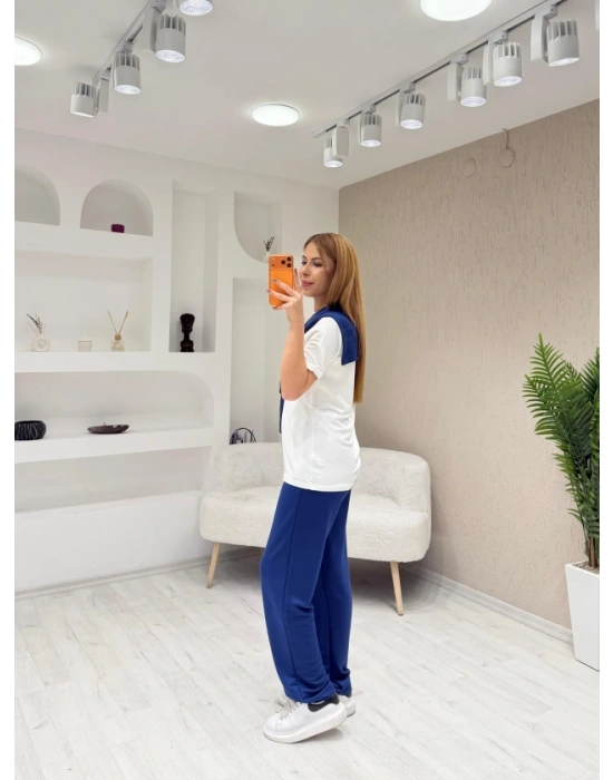 Kadın şal Dahil Bisiklet Yaka Bluz Ve Pantolon üçlü Takım