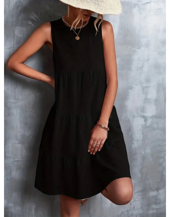 Kadın Sıfır Kol Bisiklet Yaka Aerobin Elbise