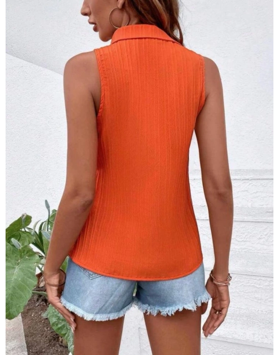 Kadın Sıfır Kol Pamela Kumaş Gömlek