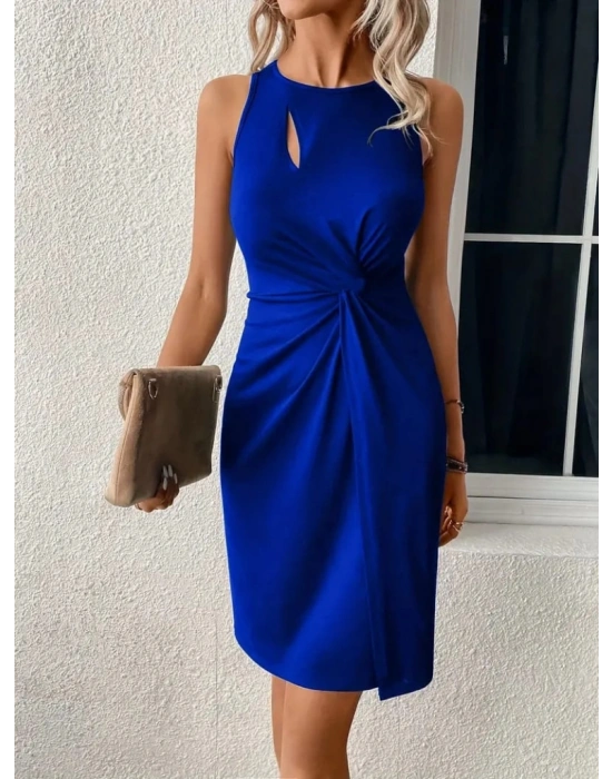 Kadın Sıfır Kol Pencere Ve Bel Detay Ithal Krep Elbise