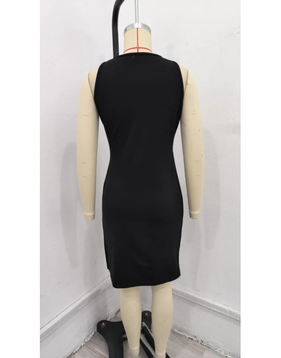 Kadın Sıfır Kol Pencere Ve Bel Detay Ithal Krep Elbise