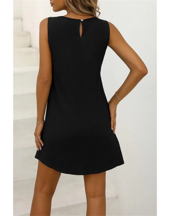 Kadın Sıfır Kollu Bisiklet Yaka Bürümcük Elbise