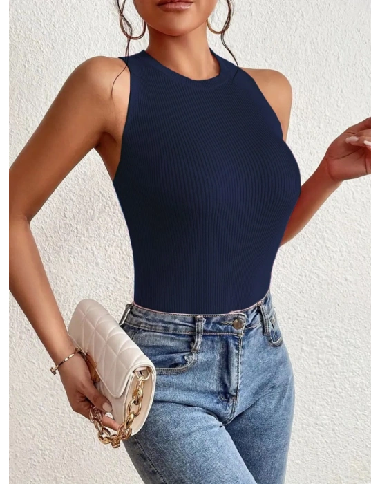 Kadın Sırt çapraz Detay Triko Bluz