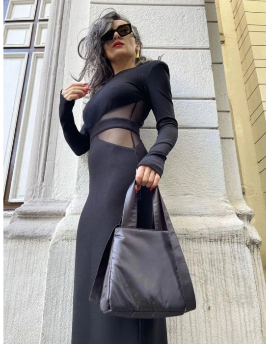 Kadın Sırt Ve Bel Transparan Dekolteli Fırsat ürün axi Boy Kalem Elbise