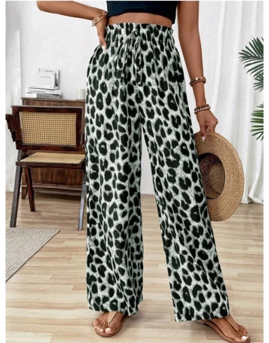 Kadın Süprem Kumaş Beli Lastikli Leopar Desen Pantolon