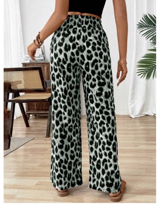 Kadın Süprem Kumaş Beli Lastikli Leopar Desen Pantolon