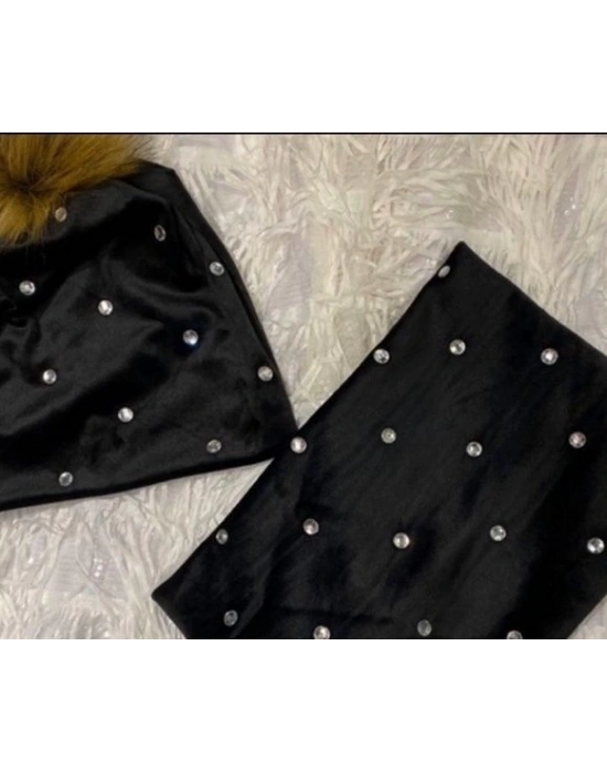 Kadın Taş Detay Boyunluk Ve Bere Takım