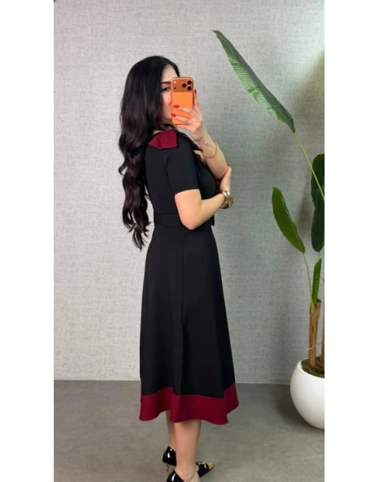 Kadın Tek Omuz Fiyonk Detaylı Midi Boy Elbise