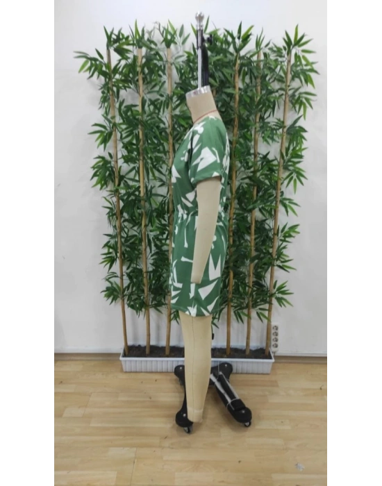 Kadın Tek Omuzdan Açık Beli Lastikli Desenli Süprem Tulum