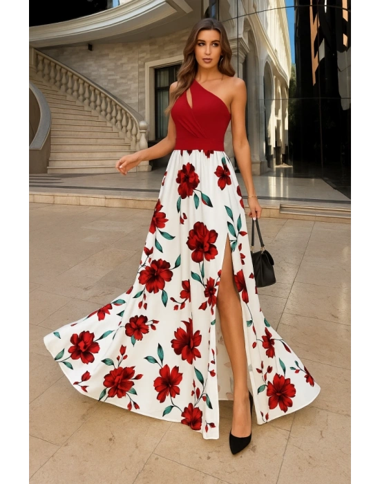 Kadın Tek Omuzdan Askılı Damla Detaylı üst Dalgıç Alt Süprem Maxi Elbise