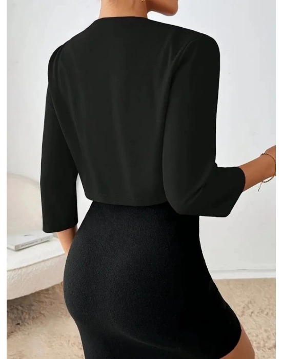 Kadın Truvakar Kol önü Açık Kısa Ithal Krep Ceket