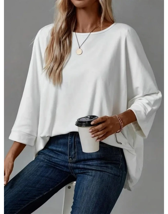 Kadın Truvakar Kollu Bisiklet Yaka Viskon Bluz