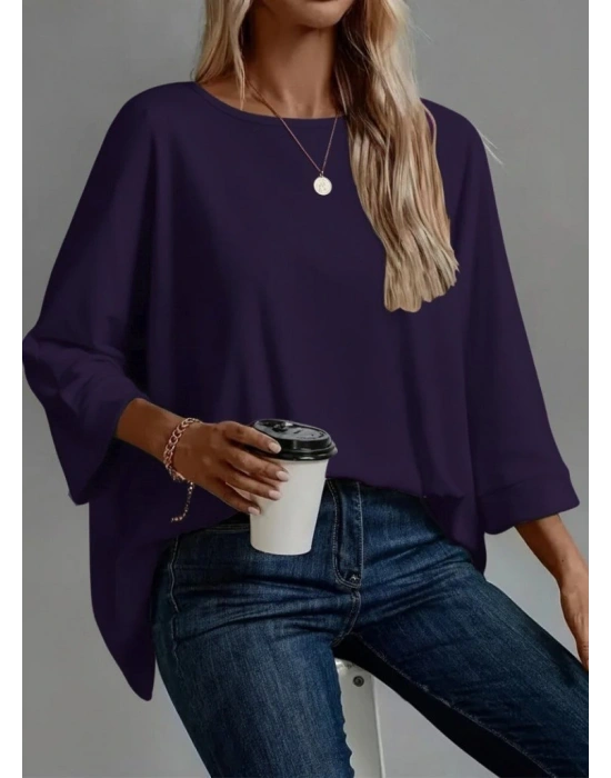 Kadın Truvakar Kollu Bisiklet Yaka Viskon Bluz