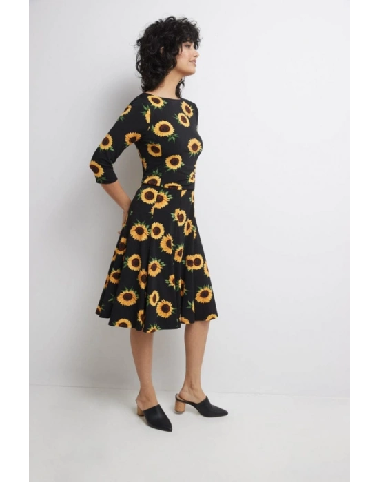 Kadın Truvakarkol Bisiklet Yaka Midi Mikro Elbise