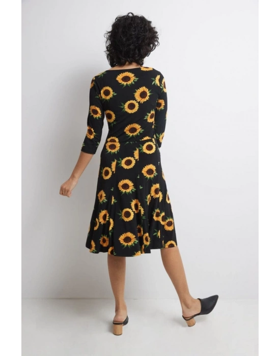 Kadın Truvakarkol Bisiklet Yaka Midi Mikro Elbise