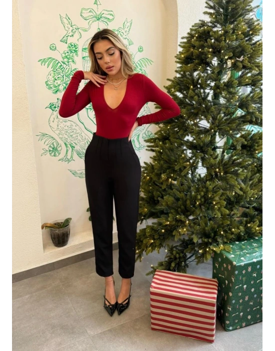 Kadın üste Oturan Paçası Bilek üzerinde Biten Atlas Kumaş Pantolon  (S)   (4XL)