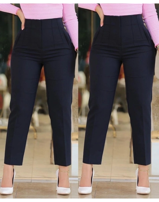 Kadın üste Oturan Paçası Bilek üzerinde Biten Krep Kumaş Kumaş Pantolon  (S)  50 (5XL)