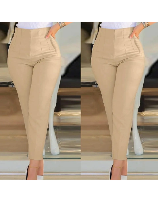 Kadın üste Oturan Paçası Bilek üzerinde Biten Krep Kumaş Pantolon  (S)   (5XL)