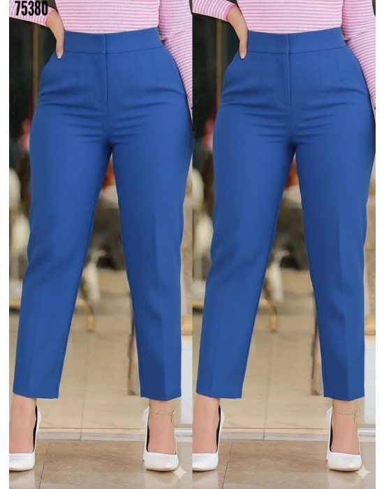 Kadın üste Oturan Paçası Bilek üzerinde Biten Krep Kumaş Pantolon  (S)   (5XL)