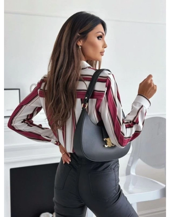 Kadın Uzun Kol Cep Detay Dijital Baskılı Mosskrep Kumaş Gömlek