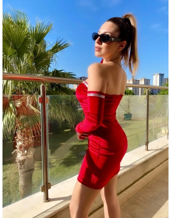 Kadın Uzun Kol Parça Detay traplez Elbise