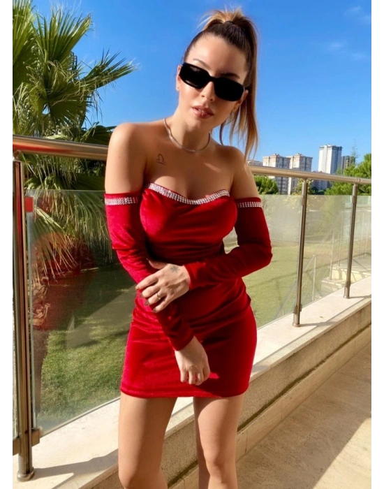 Kadın Uzun Kol Parça Detay traplez Elbise