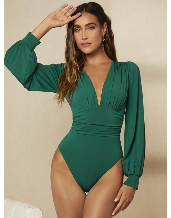 Kadın Uzun Kollu andy Kumaş Bodysuit