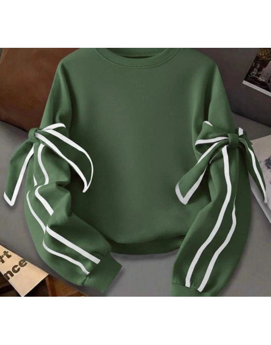 Kadın Uzun Kollu Ara Biye Ve Fiyonk Detay Bluz