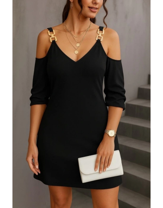 Kadın Uzun Kollu Askı Detay Iki Iplik Mini Boy Elbise