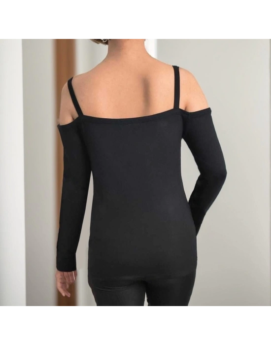 Kadın Uzun Kollu Askılı Viskon Bluz