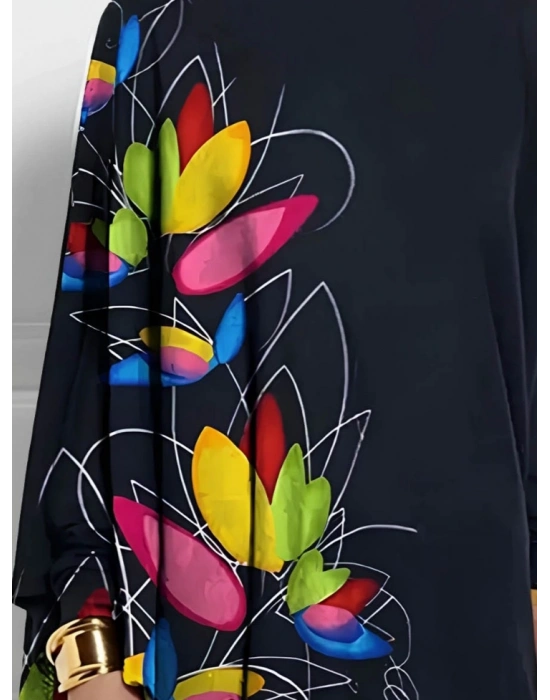 Kadın Uzun Kollu Balıkçı Yaka Asimetrik Kesim Mikro Bluz