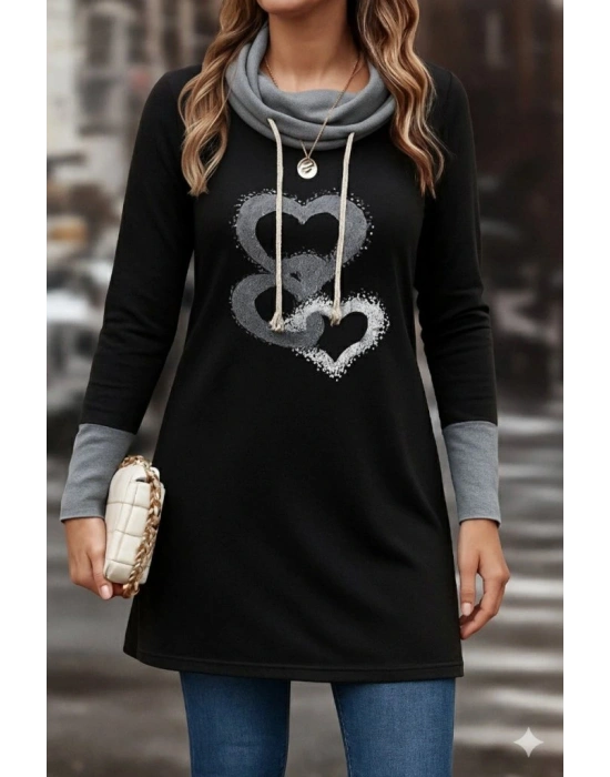 Kadın Uzun Kollu Balıkçı Yaka Bağcıklı Iki Iplik Elbise