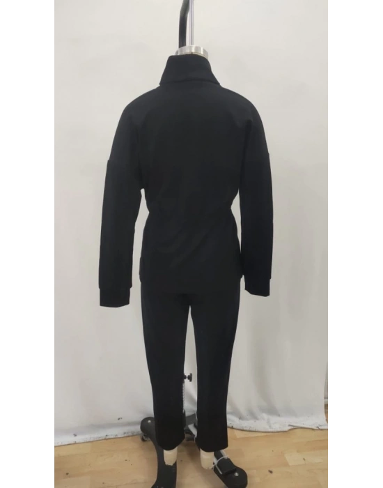 Kadın Uzun Kollu Balıkçı Yaka Belden Lastikli Modal Bluz Ve Pantolon Ikili Takım