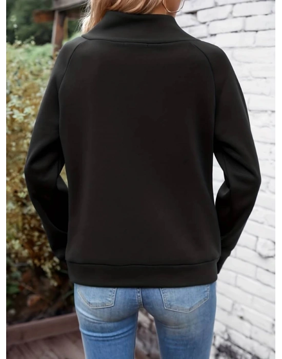 Kadın Uzun Kollu Balıkçı Yaka Düğme Detay şardonlu Dalgıç Bluz