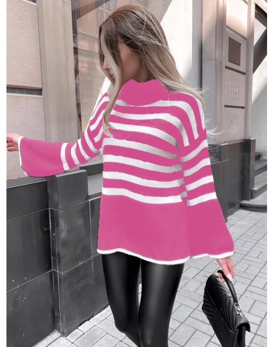 Kadın Uzun Kollu Balıkçı Yaka İspanyol Kol Triko Bluz