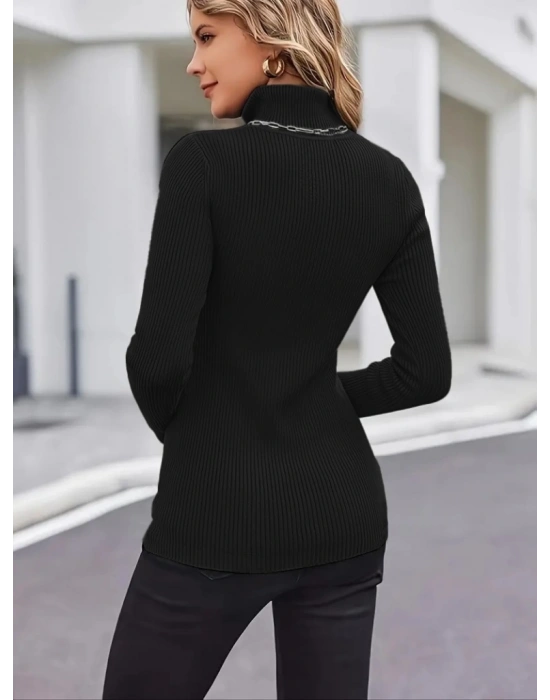 Kadın Uzun Kollu Balıkçı Yaka Kaşkorse Bluz