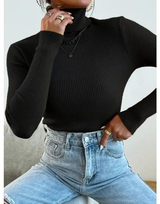 Kadın Uzun Kollu Balıkçı Yaka Kaşkorse Bluz