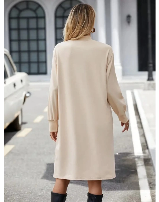 Kadın Uzun Kollu Balıkçı Yaka Kısa şardonlu Dalgıç Elbise