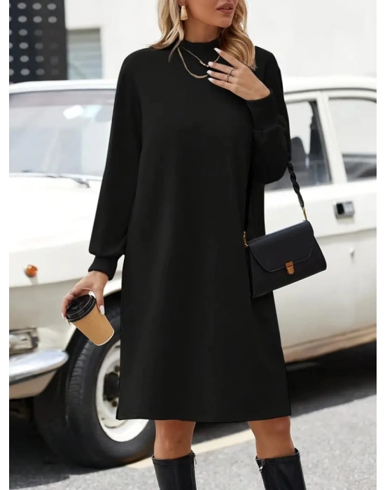 Kadın Uzun Kollu Balıkçı Yaka Kısa şardonlu Dalgıç Elbise