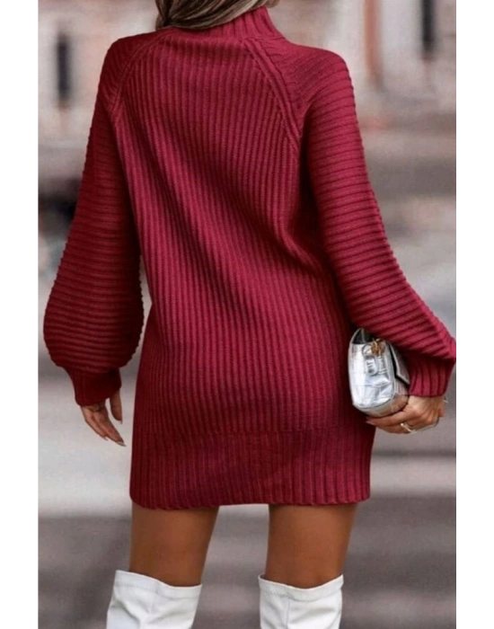 Kadın Uzun Kollu Balıkçı Yaka Mini Triko Elbise