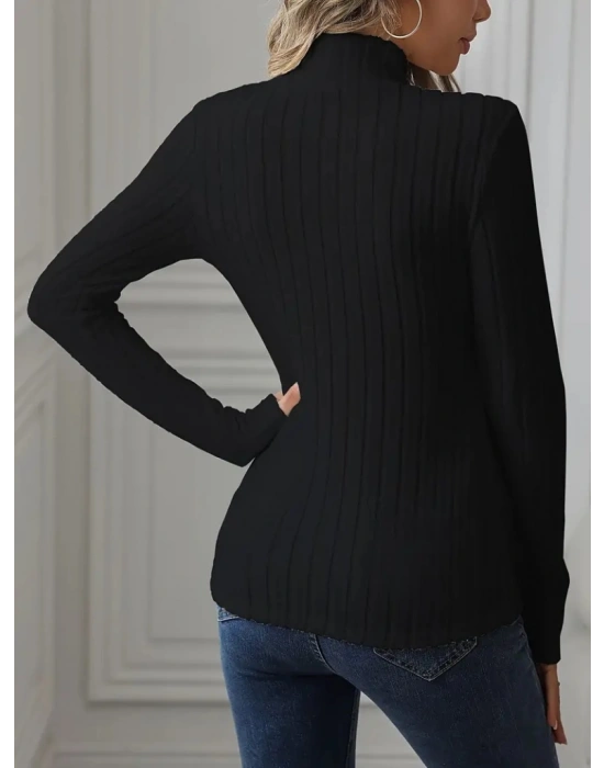 Kadın Uzun Kollu Balıkçı Yaka şardonlu Kaşkorse Bluz