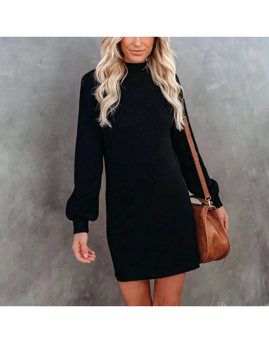 Kadın Uzun Kollu Balıkçı Yaka şardonlu Kaşkorse Elbise