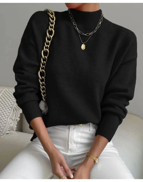 Kadın Uzun Kollu Balıkçı Yaka Triko Bluz