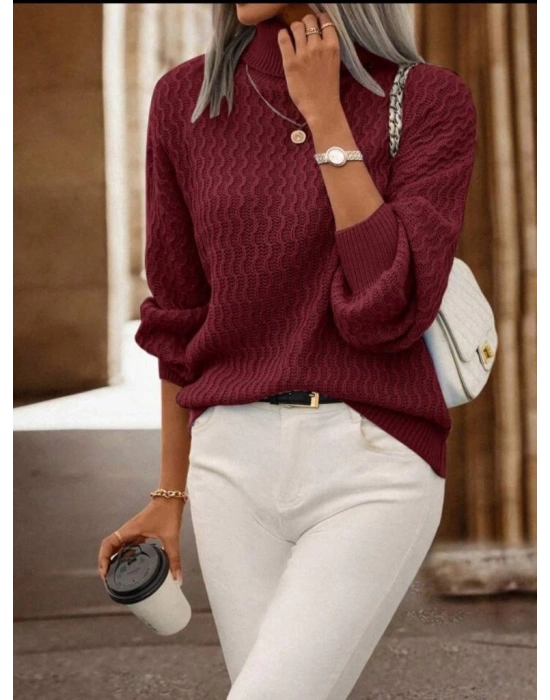 Kadın Uzun Kollu Balıkçı Yaka Triko Bluz