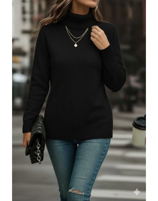 Kadın Uzun Kollu Balıkçı Yaka Triko Bluz