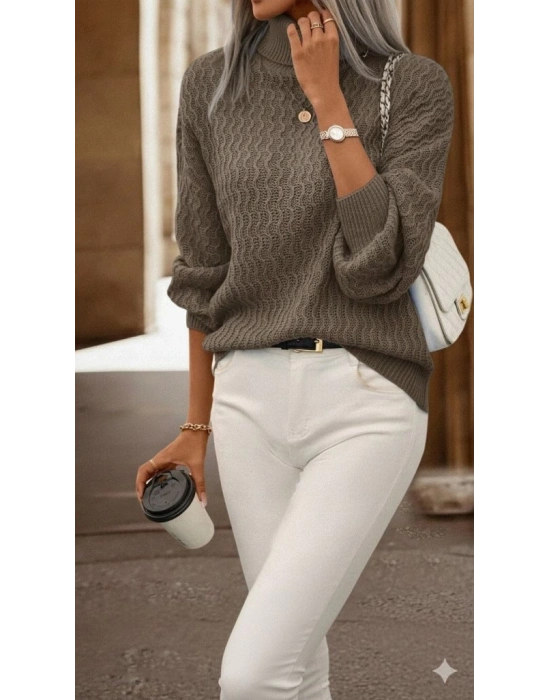 Kadın Uzun Kollu Balıkçı Yaka Triko Bluz