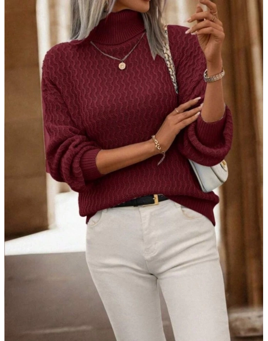 Kadın Uzun Kollu Balıkçı Yaka Triko Bluz