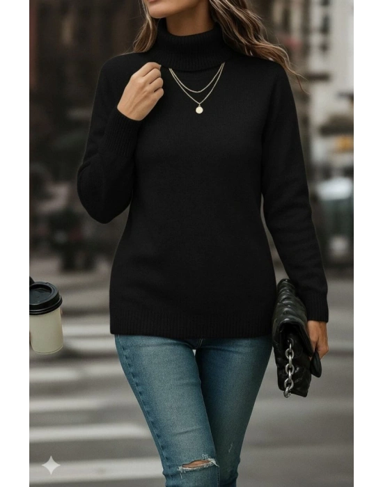 Kadın Uzun Kollu Balıkçı Yaka Triko Bluz