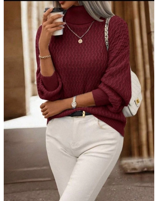 Kadın Uzun Kollu Balıkçı Yaka Triko Bluz