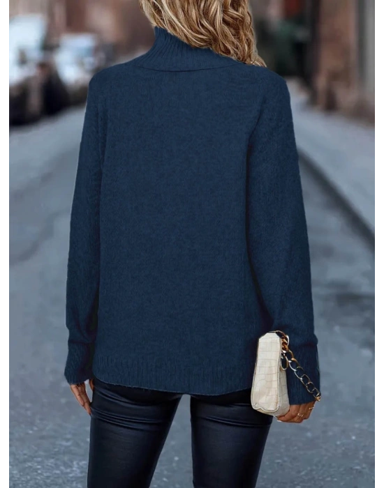 Kadın Uzun Kollu Balıkçı Yaka Triko Bluz